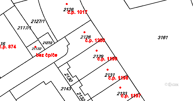 Nusle 1199, Praha na parcele st. 2129 v KÚ Nusle, Katastrální mapa