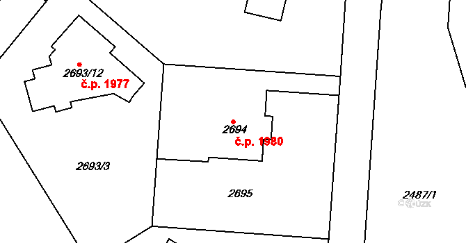 Dejvice 1980, Praha na parcele st. 2694 v KÚ Dejvice, Katastrální mapa
