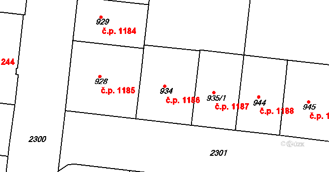 Holešovice 1186, Praha na parcele st. 934 v KÚ Holešovice, Katastrální mapa