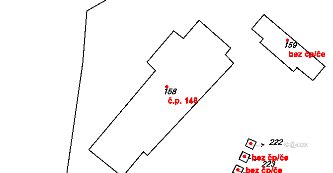 Starý Rožmitál 148, Rožmitál pod Třemšínem na parcele st. 158 v KÚ Starý Rožmitál, Katastrální mapa