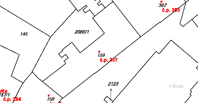 Příbram VI-Březové Hory 337, Příbram na parcele st. 159 v KÚ Březové Hory, Katastrální mapa