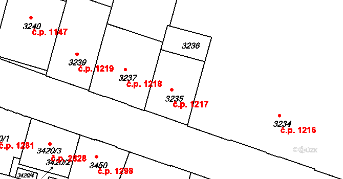 České Budějovice 3 1217, České Budějovice na parcele st. 3235 v KÚ České Budějovice 3, Katastrální mapa