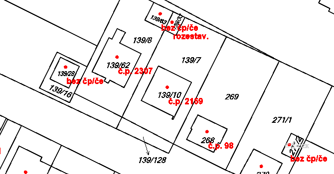 České Budějovice 3 2159, České Budějovice na parcele st. 139/10 v KÚ České Budějovice 3, Katastrální mapa