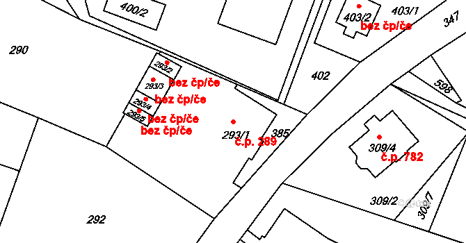 Liberec XXV-Vesec 289, Liberec na parcele st. 293/1 v KÚ Vesec u Liberce, Katastrální mapa