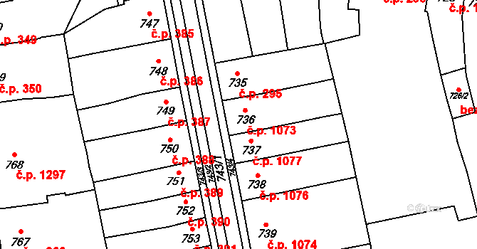 Šlapanice 1073 na parcele st. 736 v KÚ Šlapanice u Brna, Katastrální mapa