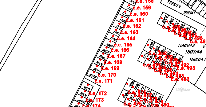 Kuřim 168 na parcele st. 3969 v KÚ Kuřim, Katastrální mapa