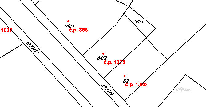 Rumburk 1 1375, Rumburk na parcele st. 64/2 v KÚ Rumburk, Katastrální mapa