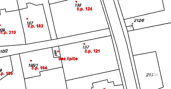 Krakovany 121 na parcele st. 137 v KÚ Krakovany, Katastrální mapa