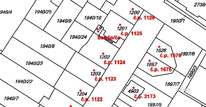 Česká Třebová 1124 na parcele st. 1202 v KÚ Česká Třebová, Katastrální mapa