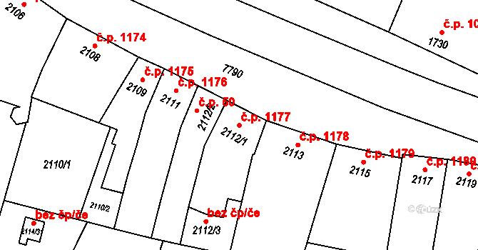 Prostějov 1177 na parcele st. 2112/1 v KÚ Prostějov, Katastrální mapa