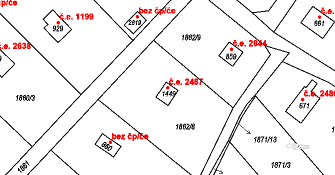 Litice 2487, Plzeň na parcele st. 946 v KÚ Lhota u Dobřan, Katastrální mapa