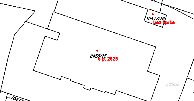 Jižní Předměstí 2828, Plzeň na parcele st. 8455/15 v KÚ Plzeň, Katastrální mapa