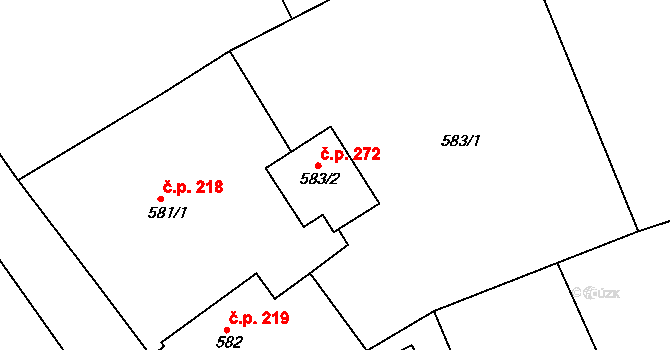 Skotnice 272 na parcele st. 583/2 v KÚ Skotnice, Katastrální mapa