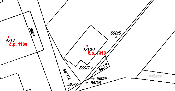Chrudim IV 1313, Chrudim na parcele st. 4716/1 v KÚ Chrudim, Katastrální mapa