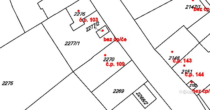 Černovice 109 na parcele st. 2270 v KÚ Černovice u Chomutova, Katastrální mapa