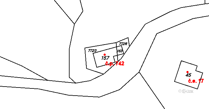 Smolná 742, Rotava na parcele st. 157 v KÚ Smolná, Katastrální mapa