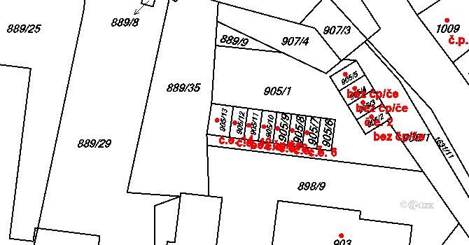 Drnovice 12 na parcele st. 905/12 v KÚ Drnovice u Vyškova, Katastrální mapa