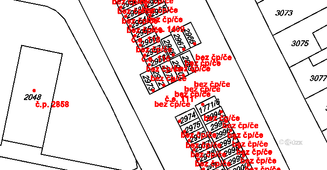 Kladno 111 na parcele st. 2972 v KÚ Kladno, Katastrální mapa