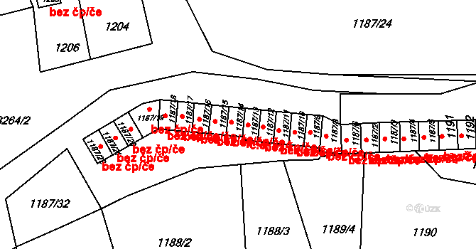 Tachov 314 na parcele st. 1187/13 v KÚ Tachov, Katastrální mapa