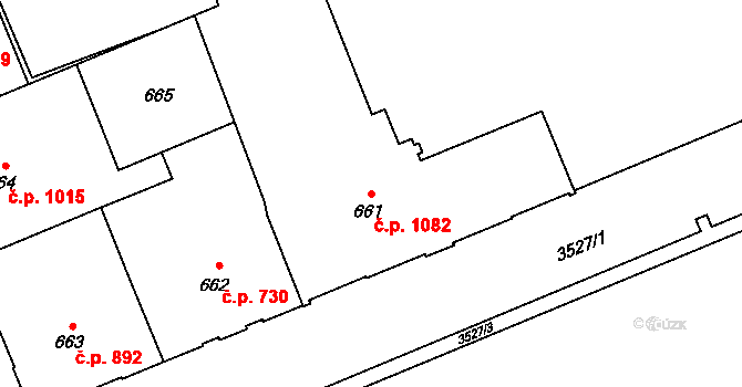 Moravská Ostrava 1082, Ostrava na parcele st. 661 v KÚ Moravská Ostrava, Katastrální mapa