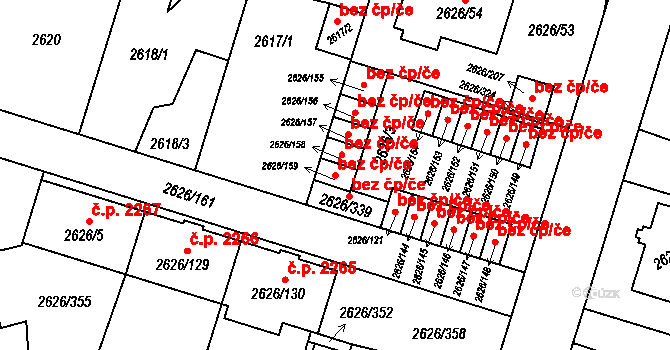 Opava 38112141 na parcele st. 2626/159 v KÚ Opava-Předměstí, Katastrální mapa