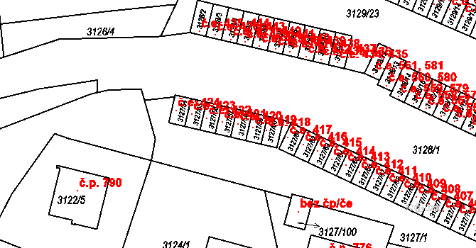 Bystřice nad Pernštejnem 38378141 na parcele st. 3127/58 v KÚ Bystřice nad Pernštejnem, Katastrální mapa