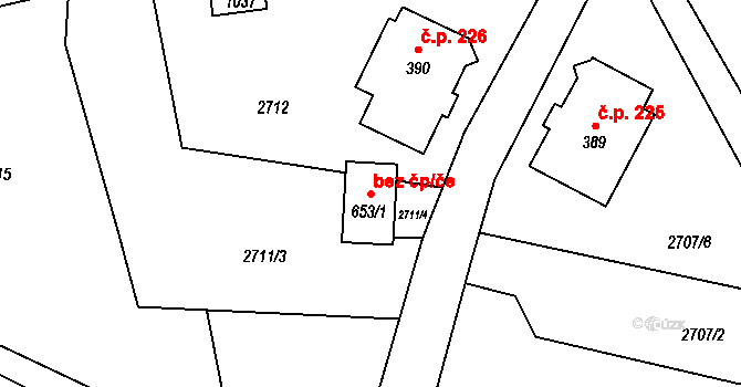 Jílové 40706141 na parcele st. 653/1 v KÚ Jílové u Děčína, Katastrální mapa