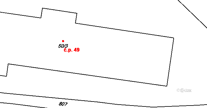 Počaply 49 na parcele st. 50/3 v KÚ Počaply u Březnice, Katastrální mapa