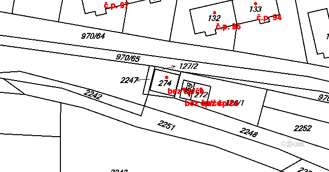 Březina 42355141 na parcele st. 274 v KÚ Březina u Moravské Třebové, Katastrální mapa