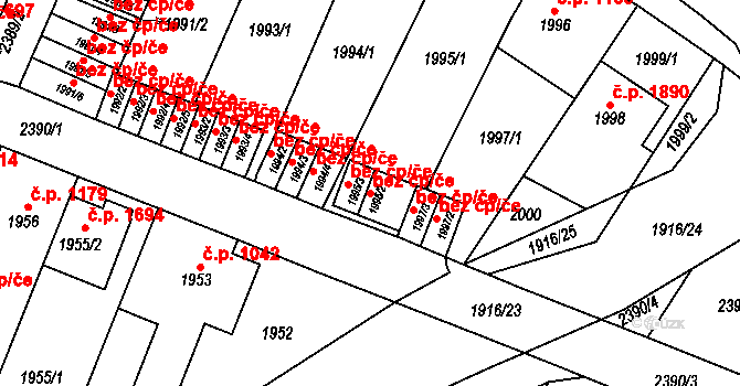 Teplice 42723141 na parcele st. 1995/2 v KÚ Teplice-Trnovany, Katastrální mapa