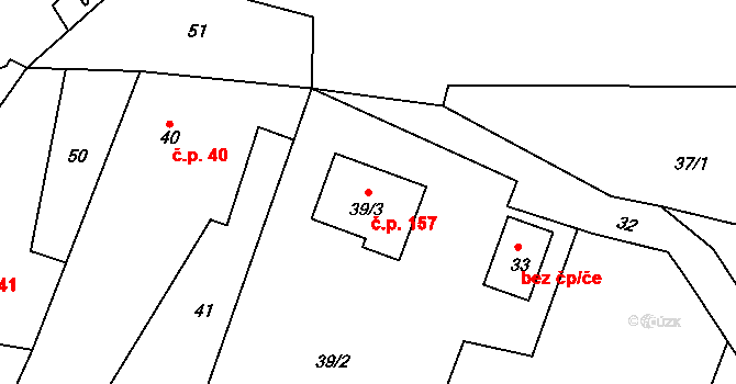 Rohov 157 na parcele st. 39/3 v KÚ Rohov, Katastrální mapa