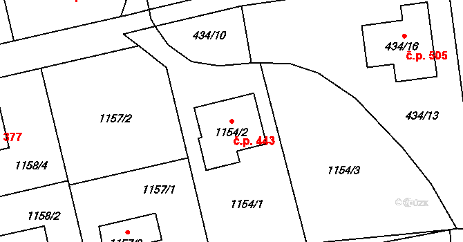 Markvartovice 443 na parcele st. 1154/2 v KÚ Markvartovice, Katastrální mapa