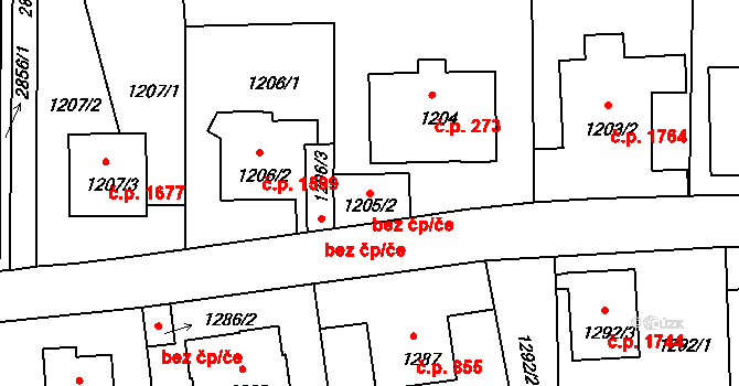 Praha 44262141 na parcele st. 1205/2 v KÚ Braník, Katastrální mapa