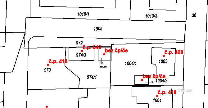Batelov 44505141 na parcele st. 974/2 v KÚ Batelov, Katastrální mapa