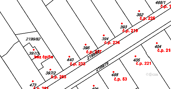 Prakšice 217 na parcele st. 395 v KÚ Prakšice, Katastrální mapa