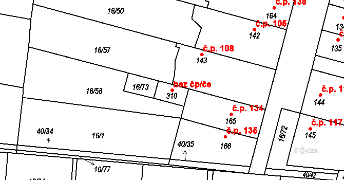 Pardubice 46776141 na parcele st. 310 v KÚ Nové Jesenčany, Katastrální mapa