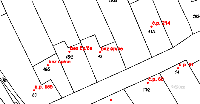 Veletiny 47624141 na parcele st. 43 v KÚ Veletiny, Katastrální mapa