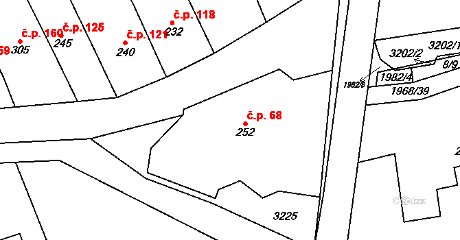 Pašovice 68 na parcele st. 252 v KÚ Pašovice na Moravě, Katastrální mapa