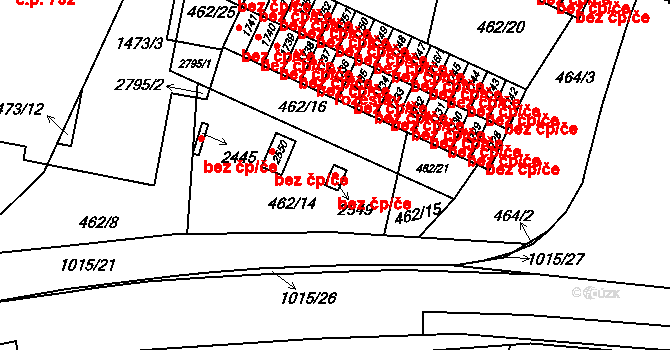 Valašské Meziříčí 47919141 na parcele st. 2549 v KÚ Krásno nad Bečvou, Katastrální mapa