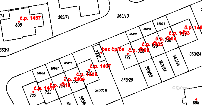 Hostivice 48680141 na parcele st. 1220 v KÚ Litovice, Katastrální mapa