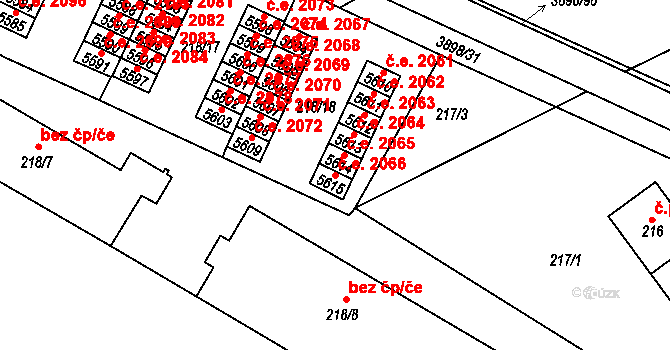 Řečkovice 2066, Brno na parcele st. 5615 v KÚ Řečkovice, Katastrální mapa