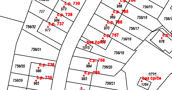 Líbeznice 50435141 na parcele st. 1015 v KÚ Líbeznice, Katastrální mapa
