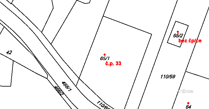 Stolany 33 na parcele st. 65/1 v KÚ Stolany, Katastrální mapa