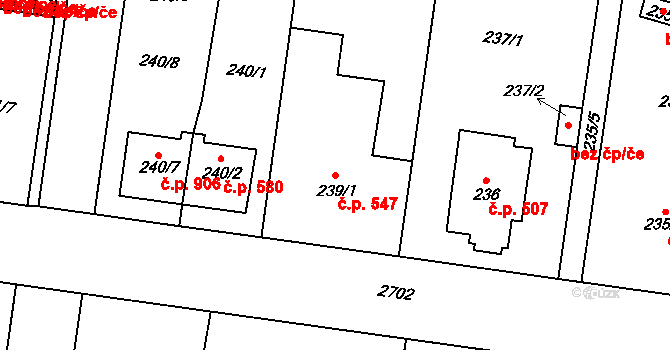 Protivín 547 na parcele st. 239/1 v KÚ Protivín, Katastrální mapa