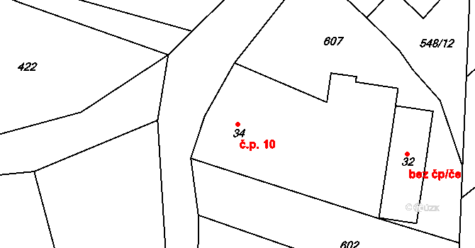 Držkrajov 10, Přeštěnice na parcele st. 34 v KÚ Držkrajov, Katastrální mapa