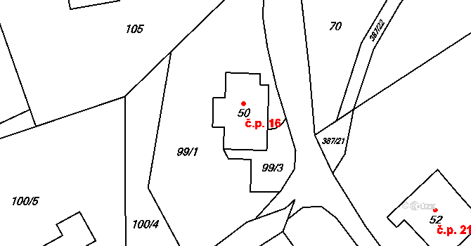 Šedivec 16 na parcele st. 50 v KÚ Šedivec, Katastrální mapa