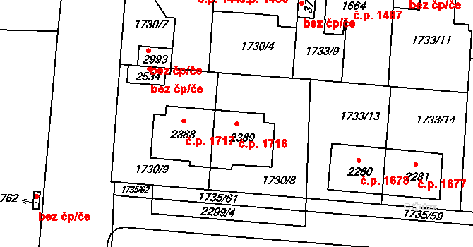 Slaný 1716 na parcele st. 2389 v KÚ Slaný, Katastrální mapa