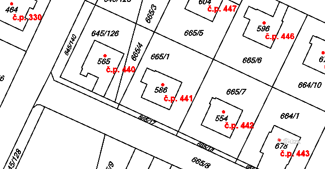 Krčín 441, Nové Město nad Metují na parcele st. 586 v KÚ Krčín, Katastrální mapa