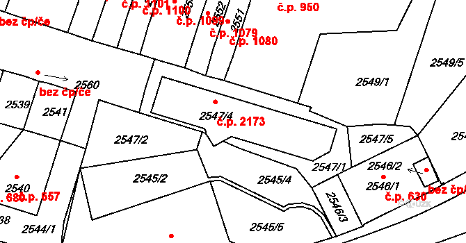 Tachov 2173 na parcele st. 2547/4 v KÚ Tachov, Katastrální mapa