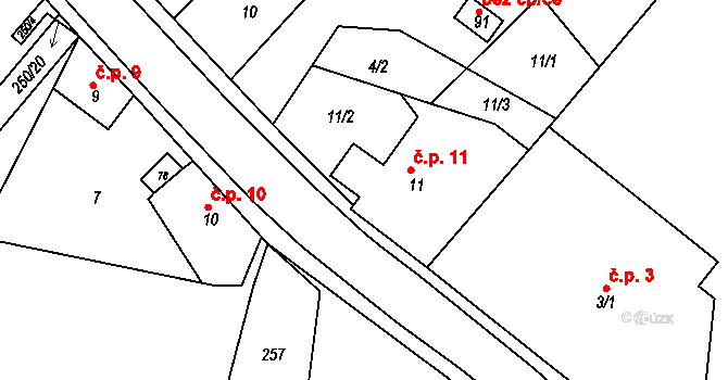 Štěpánov 11, Přelouč na parcele st. 11 v KÚ Štěpánov u Přelouče, Katastrální mapa